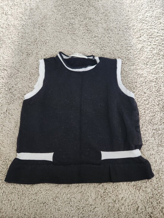 Miu Miu Tops - Miu Miu Wool Knit Tank Top With White Trim Size 44